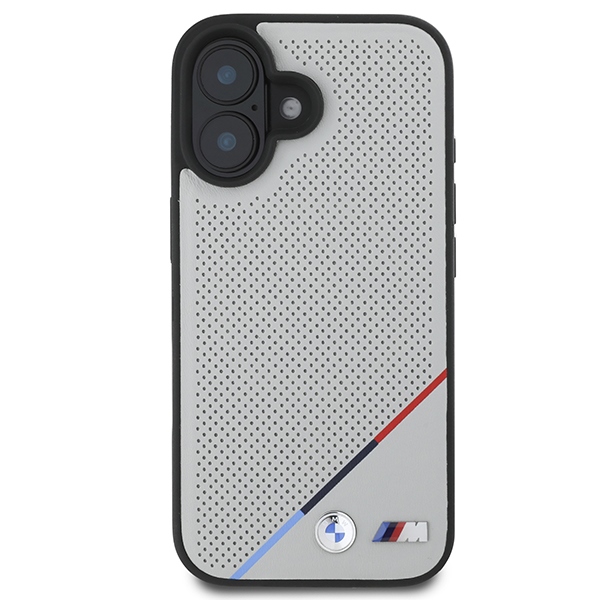 BMW iPhone 16 Case M Perforated Tricolor Line MagSafe, Gray