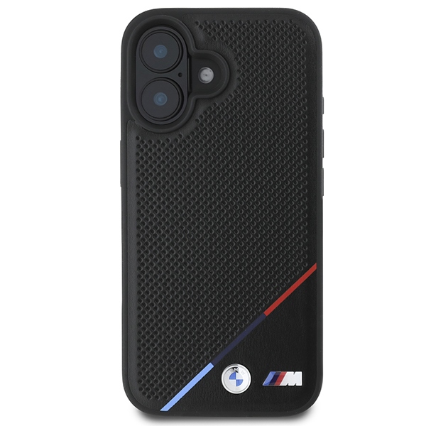 BMW M Perforated Tricolor Line MagSafe Case for iPhone 16 - black