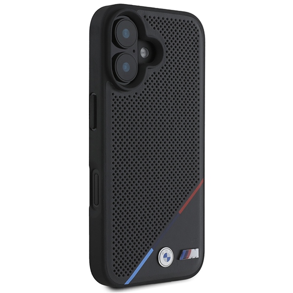 BMW M Perforated Tricolor Line MagSafe Case for iPhone 16 - black