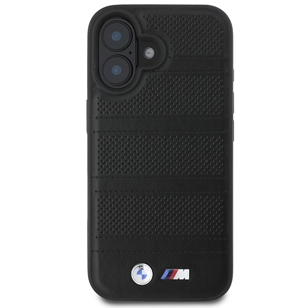BMW iPhone 16 Case M Perforated And Stitched Line MagSafe - Black