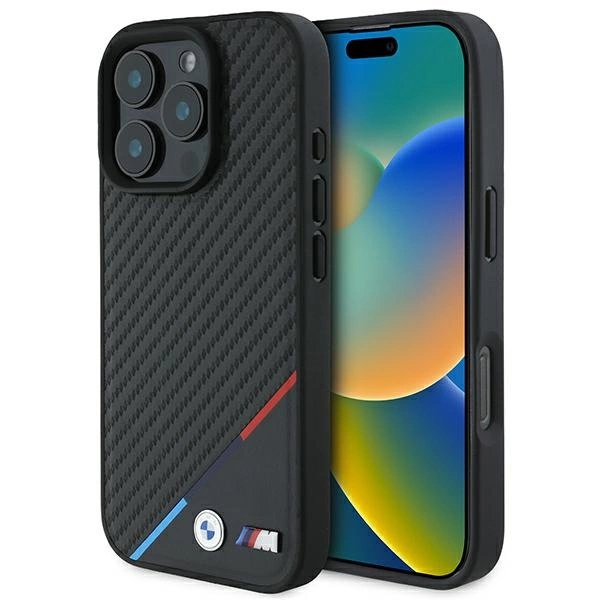 BMW M Carbon Tricolor Line MagSafe apvalks iPhone 16 Pro Max - melns | case for black