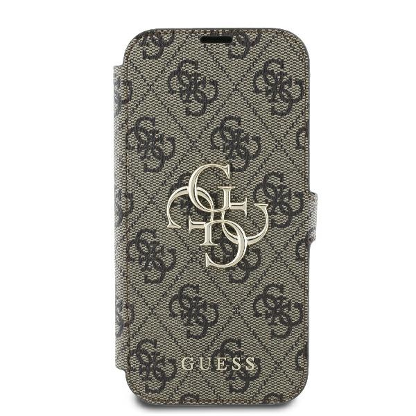 Apple iPhone 16 Plus 6.7\" Guess 4G Metal Logo Book Case Cover, Brown | Чехол для Телефона Кабура...