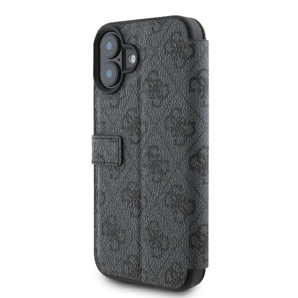 Apple iPhone 16 Plus 6.7\" Guess 4G Metal Logo Book Case Cover, Black
