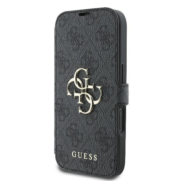 Guess 4G Metal Logo Wallet Case for iPhone 16, Black