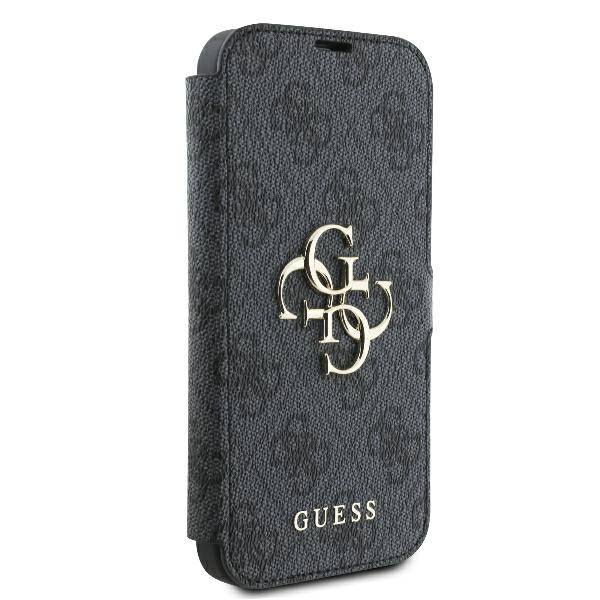 Guess 4G Metal Logo Wallet Case for iPhone 16, Black