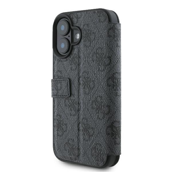 Guess 4G Metal Logo Wallet Case for iPhone 16, Black
