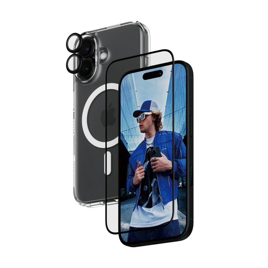 PanzerGlass 3-in-1 Protection Bundle for iPhone 16 (Case + Glass + Lens Cover)