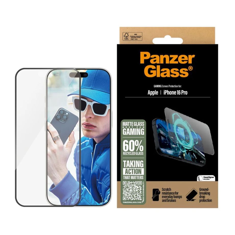 PanzerGlass iPhone 16 Pro ekrāna aizsargstikls Gaming Ultra-Wide Fit, matēts