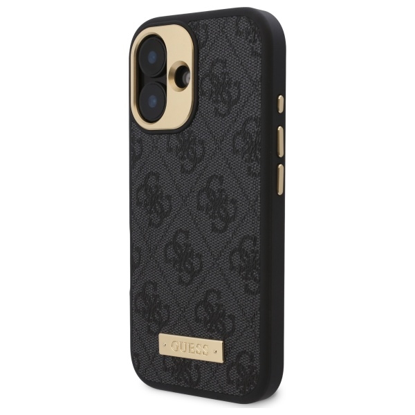 Guess iPhone 16 Plus Case 4G Logo Plate MagSafe, Black