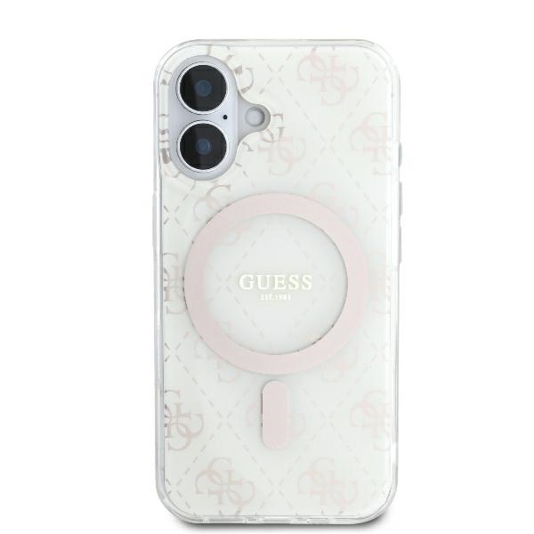 Чехол Guess для iPhone 16 Plus IML 4G Background MagSafe, белый