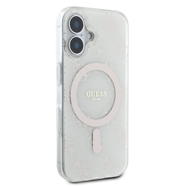 Чехол Guess для iPhone 16 Plus IML 4G Background MagSafe, белый
