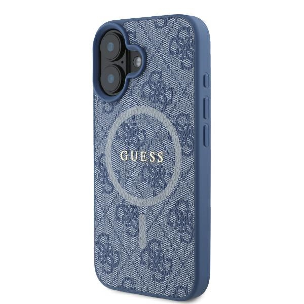 Чехол Guess 4G Ring Classic Logo MagSafe для iPhone 16 Plus - синий