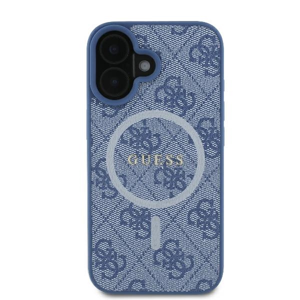 Чехол Guess 4G Ring Classic Logo MagSafe для iPhone 16 Plus - синий