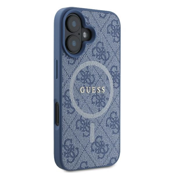 Чехол Guess 4G Ring Classic Logo MagSafe для iPhone 16 Plus - синий