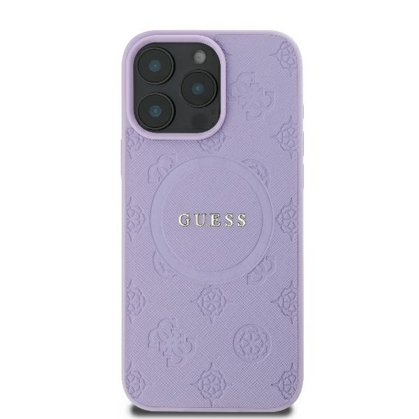 Чехол Guess Saffiano Peony Classic Logo MagSafe для iPhone 16 Pro - фиолетовый