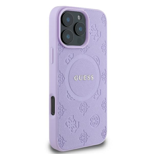Чехол Guess Saffiano Peony Classic Logo MagSafe для iPhone 16 Pro - фиолетовый