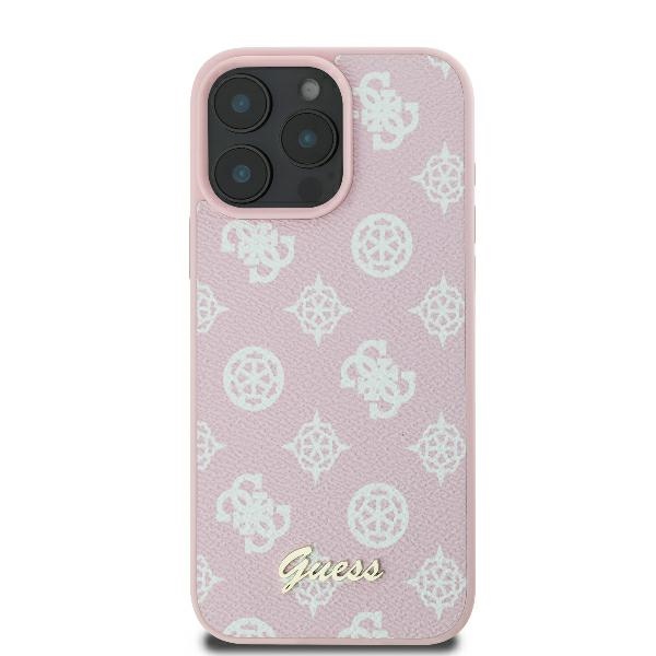 Guess iPhone 16 Pro vāciņš Peony Script Logo MagSafe, rozā