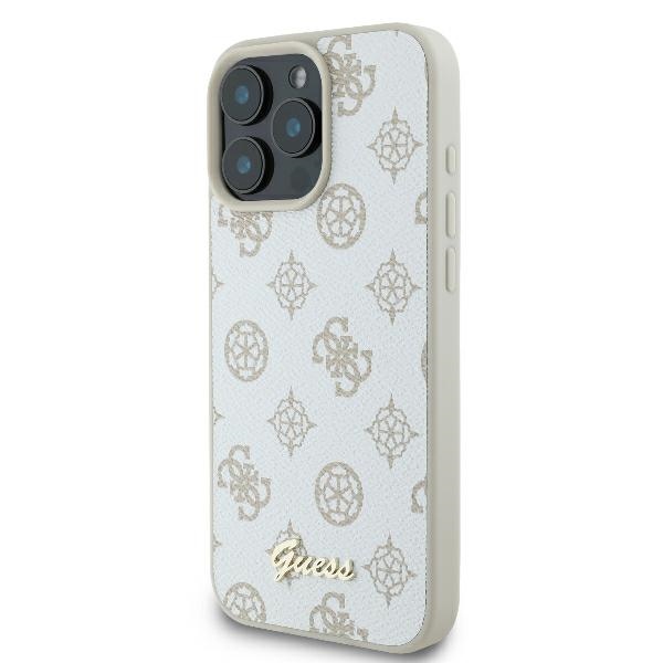 Чехол Guess для iPhone 16 Pro Peony Script Logo MagSafe, белый