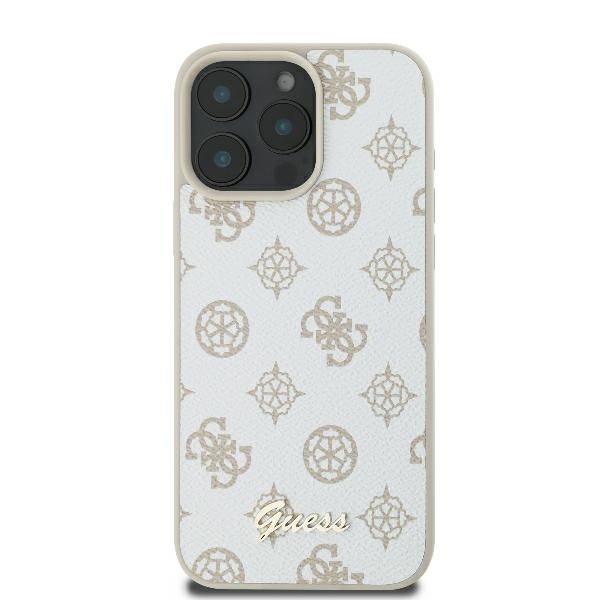 Чехол Guess для iPhone 16 Pro Peony Script Logo MagSafe, белый