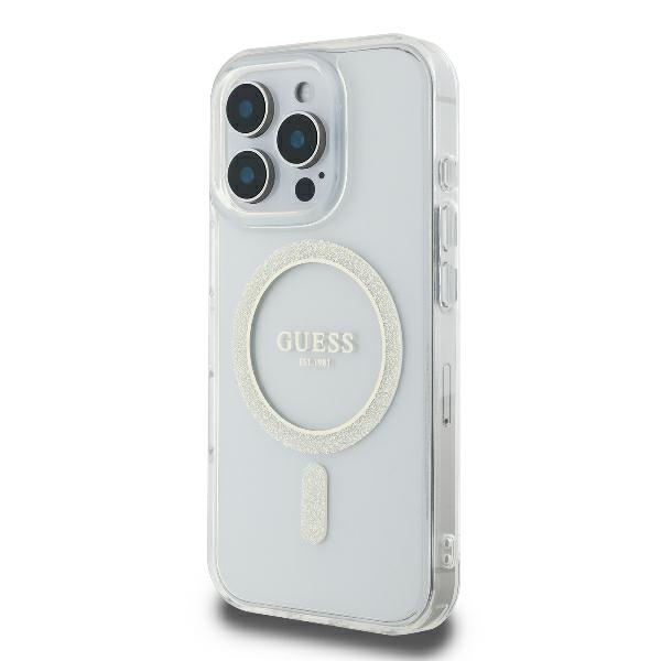 Guess iPhone 16 Pro Case IML Glitter Circle MagSafe, Transparent