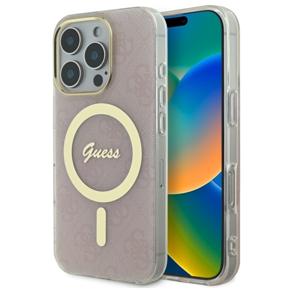 Guess iPhone 16 Pro Case IML 4G MagSafe, Pink