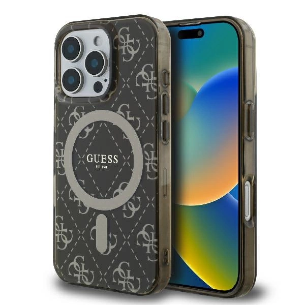 Guess iPhone 16 Pro Case IML 4G Background MagSafe, Brown