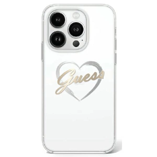 Guess iPhone 16 Pro Max vāciņš IML Heart, caurspīdīgs