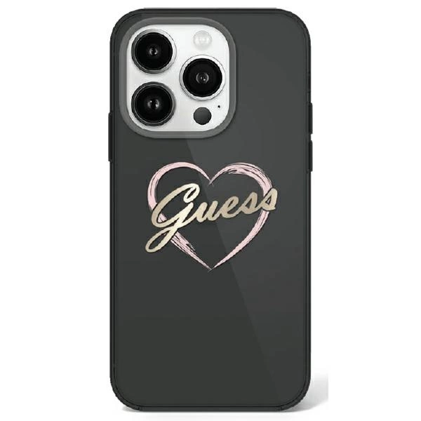 Guess iPhone 16 Pro Max vāciņš IML Heart, melns