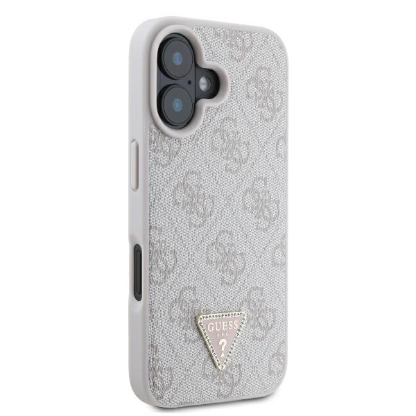 Guess iPhone 16 vāciņš Leather Metal Logo Strass Crossbody, rozā