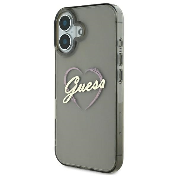 Guess iPhone 16 vāciņš IML Heart, melns