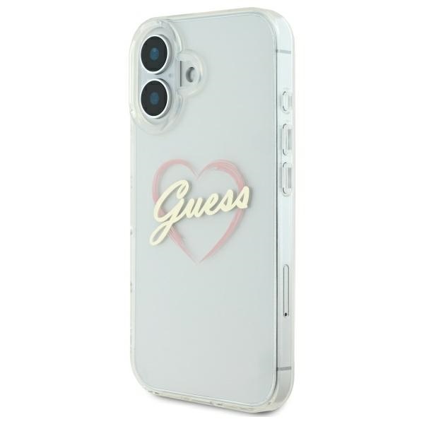Guess iPhone 16 Plus vāciņš IML Heart Case, caurspīdīgs