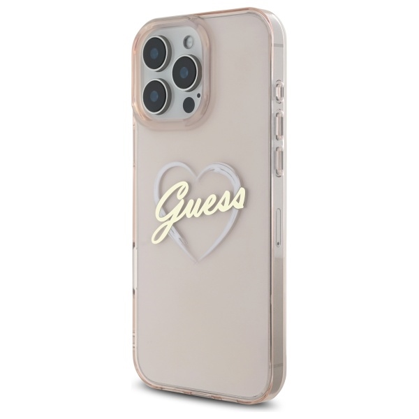 Чехол Guess IML Heart для iPhone 16 Pro - розовый