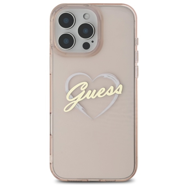 Чехол Guess IML Heart для iPhone 16 Pro - розовый