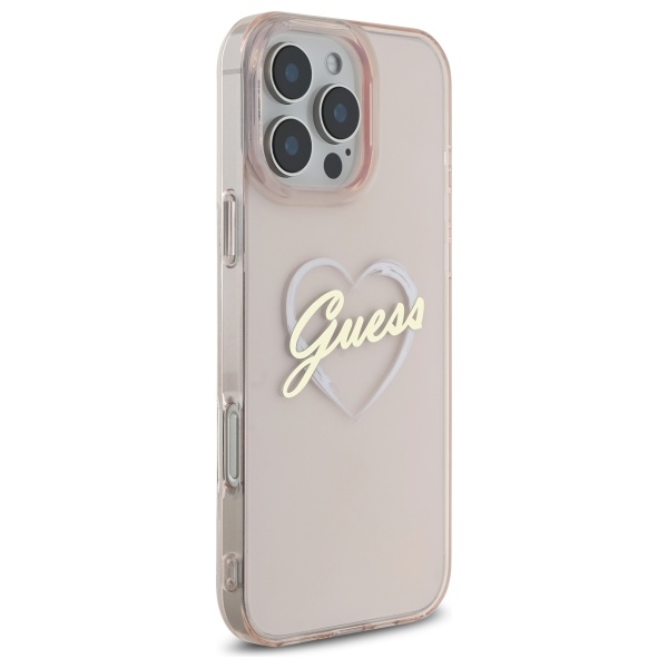 Чехол Guess IML Heart для iPhone 16 Pro - розовый