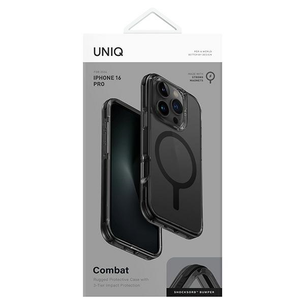Uniq Combat iPhone 16 Pro 6.3" futrālis Magclick Charging melns/oglekļa melns | case black/carbon black