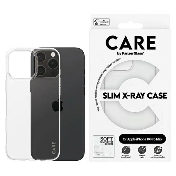 Apple iPhone 16 Pro Max 6.9'' CARE by PanzerGlass X-Ray Soft Basic Case Cover, Transparent | Telefona Vāciņš...