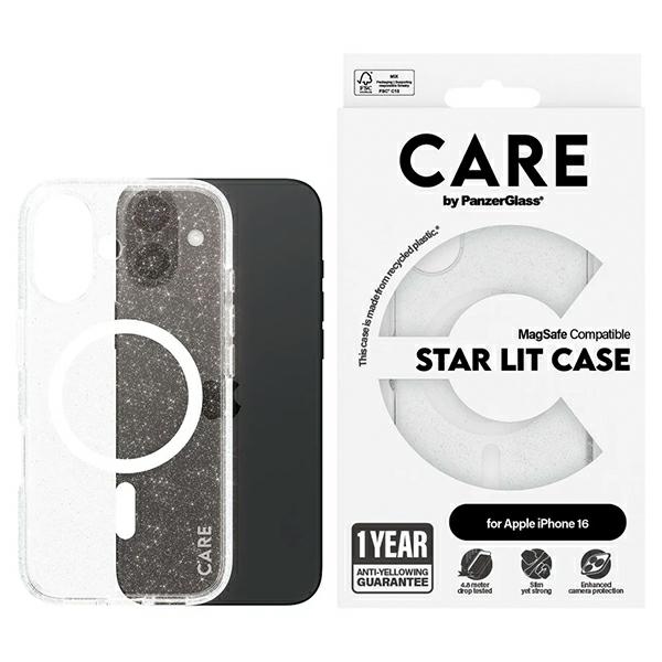 PanzerGlass iPhone 16 Case CARE Flagship Star Lit, White (MagSafe)