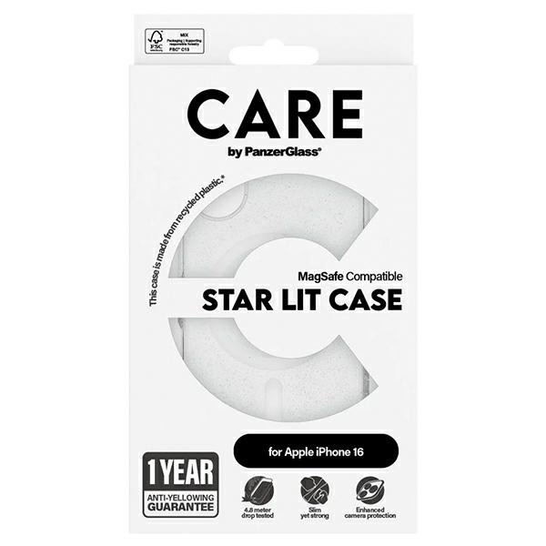 PanzerGlass iPhone 16 Case CARE Flagship Star Lit, White (MagSafe)