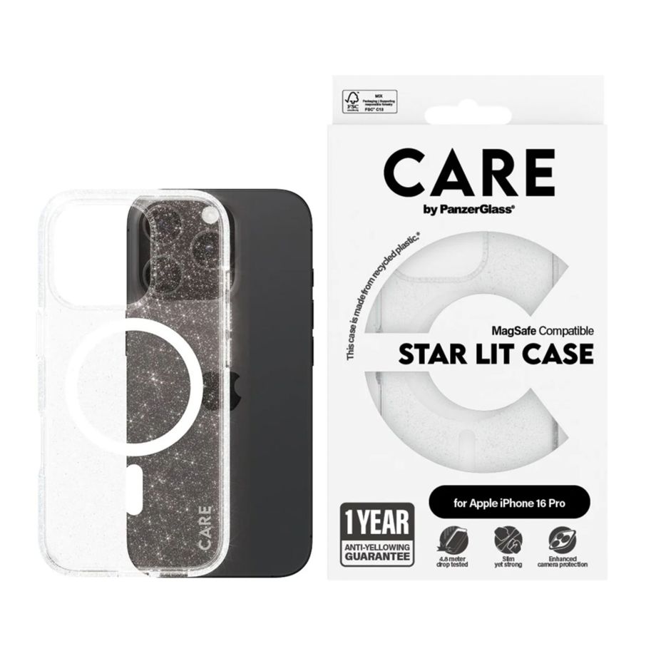 PanzerGlass iPhone 16 Pro Case CARE Flagship Star Lit MagSafe, White