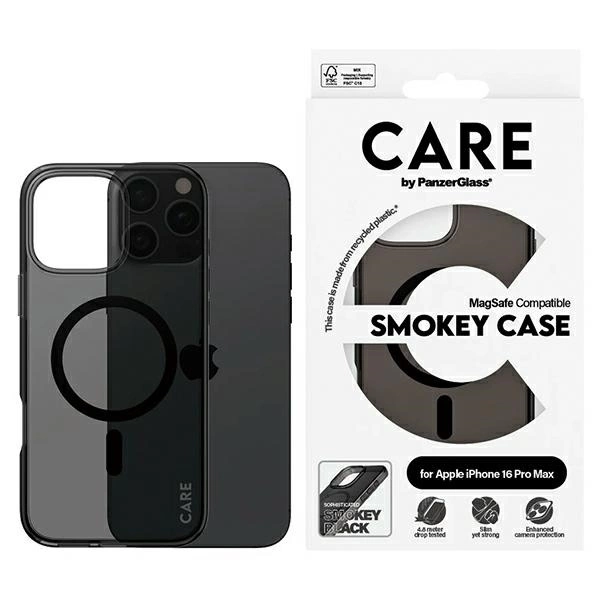 Apple iPhone 16 Pro Max 6.9'' CARE by PanzerGlass Flagship MagSafe Case Cover, Smokey | Telefona Vāciņš Maciņš...