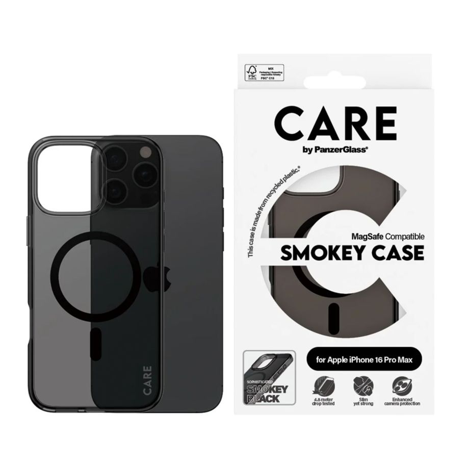 CARE by PanzerGlass Flagship Case for iPhone 16 Pro Max, MagSafe, Smokey Black