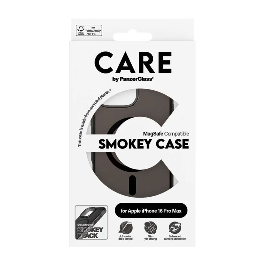 CARE by PanzerGlass Flagship Case for iPhone 16 Pro Max, MagSafe, Smokey Black