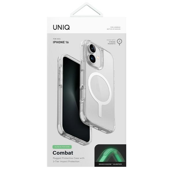 Uniq Combat iPhone 16 6,1" Magclick uzlādes futrālis balts/balts | 6.1" Charging case white/lume white