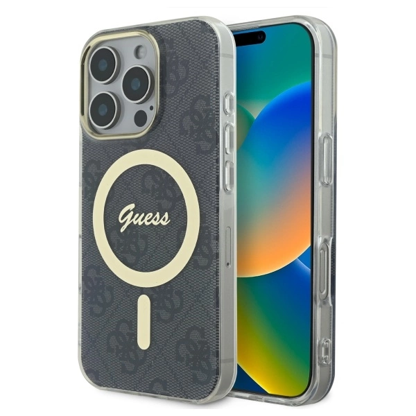 Guess IML 4G MagSafe futrālis iPhone 16 Pro Max - Melns | Case for Black