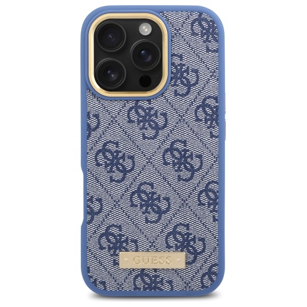 Guess iPhone 16 Pro Max Case 4G Logo Plate MagSafe, Blue