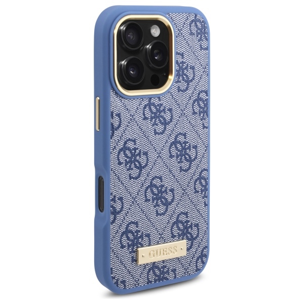 Guess iPhone 16 Pro Max Case 4G Logo Plate MagSafe, Blue