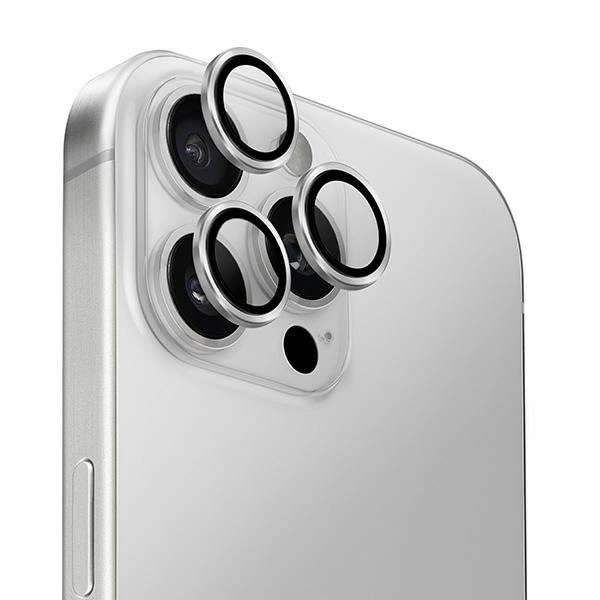 Uniq Optix alumīnija kameras objektīva aizsargs iPhone 16 Pro 6,3" / Max 6,9" sudraba krāsas stikls ar...