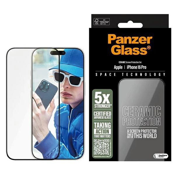 PanzerGlass Ceramic Screen Protector for iPhone 16 Pro Ultra-Wide Fit