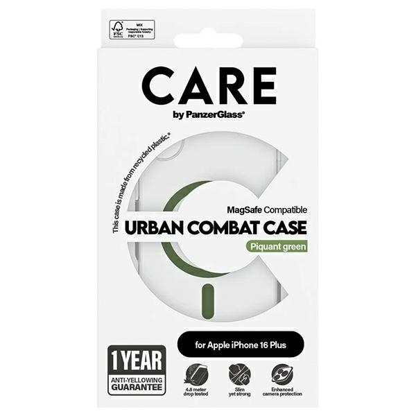 PanzerGlass iPhone 16 Plus vāciņš CARE Flagship MagSafe, zaļš