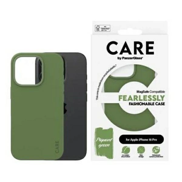 Apple iPhone 16 Pro 6.3'' CARE by PanzerGlass Fashion MagSafe Case Cover, Green | Telefona Vāciņš Maciņš Maks...